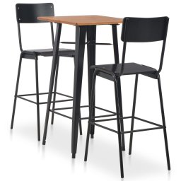 Gossi set mobilier de bar, 3 piese, negru, otel