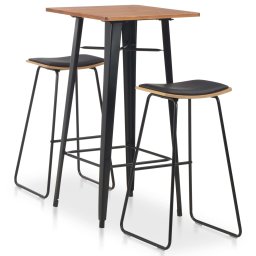 Gossi set mobilier de bar, 3 piese, negru, otel