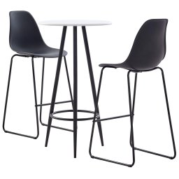 Gossi set mobilier de bar, 3 piese, negru, plastic