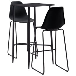 Gossi set mobilier de bar, 3 piese, negru, plastic