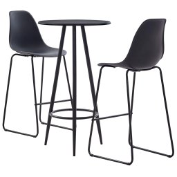 Gossi set mobilier de bar, 3 piese, negru, plastic