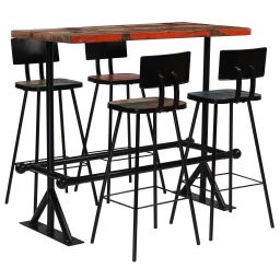 Gossi set mobilier de bar, 5 piese, multicolor, lemn masiv reciclat