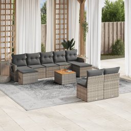 Gossi set mobilier de gradina cu perne, 10 piese, gri, poliratan