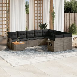 Gossi set mobilier de gradina cu perne, 10 piese, gri, poliratan