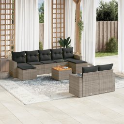 Gossi set mobilier de gradina cu perne, 10 piese, gri, poliratan
