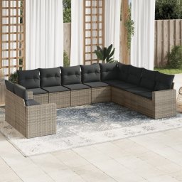 Gossi set mobilier de gradina cu perne, 10 piese, gri, poliratan