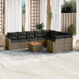 Gossi set mobilier de gradina cu perne, 10 piese, gri, poliratan