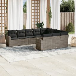 Gossi set mobilier de gradina cu perne, 10 piese, gri, poliratan