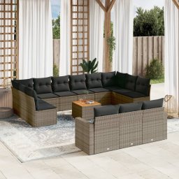 Gossi set mobilier de gradina cu perne, 14 piese, gri, poliratan