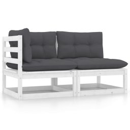 Gossi set mobilier de gradina cu perne, 2 piese, alb, lemn masiv pin