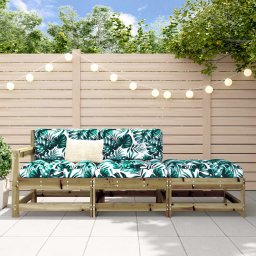 Gossi set mobilier de gradina cu perne, 3 piese, lemn de pin tratat