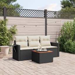 Gossi set mobilier de gradina cu perne, 4 piese, negru, poliratan