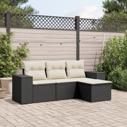 Gossi set mobilier de gradina cu perne, 4 piese, negru, poliratan