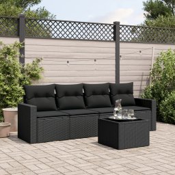 Gossi set mobilier de gradina cu perne, 5 piese, negru, poliratan