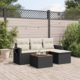 Gossi set mobilier de gradina cu perne, 5 piese, negru, poliratan