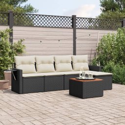 Gossi set mobilier de gradina cu perne, 6 piese, negru, poliratan