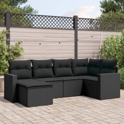 Gossi set mobilier de gradina cu perne, 6 piese, negru, poliratan