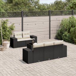 Gossi set mobilier de gradina cu perne, 6 piese, negru, poliratan