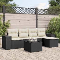 Gossi set mobilier de gradina cu perne, 6 piese, negru, poliratan