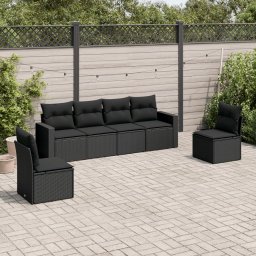 Gossi set mobilier de gradina cu perne, 6 piese, negru, poliratan