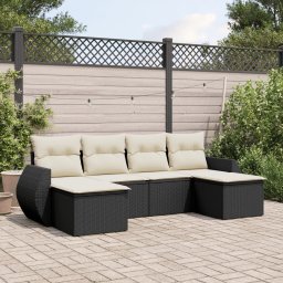 Gossi set mobilier de gradina cu perne, 6 piese, negru, poliratan