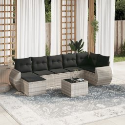 Gossi set mobilier de gradina cu perne, 8 piese gri deschis poliratan