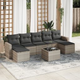 Gossi set mobilier de gradina cu perne, 8 piese gri deschis poliratan