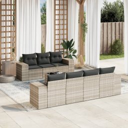 Gossi set mobilier de gradina cu perne, 8 piese gri deschis poliratan