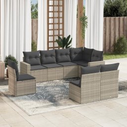 Gossi set mobilier de gradina cu perne, 8 piese gri deschis poliratan
