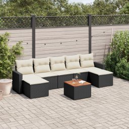 Gossi set mobilier de gradina cu perne, 8 piese, negru, poliratan