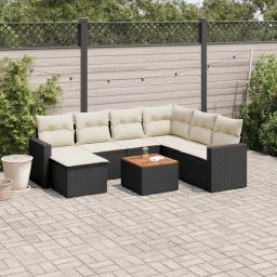 Gossi set mobilier de gradina cu perne, 8 piese, negru, poliratan