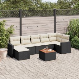 Gossi set mobilier de gradina cu perne, 8 piese, negru, poliratan