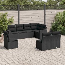 Gossi set mobilier de gradina cu perne, 8 piese, negru, poliratan