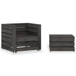 Gossi set mobilier de gradina paleti, 2 piese, gri, lemn pin tratat
