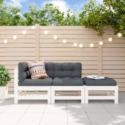 Gossi set mobilier de gradina, 3 piese, alb, lemn masiv de pin