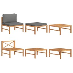 Gossi set mobilier gradina cu perne gri inchis, 3 piese, lemn de tec