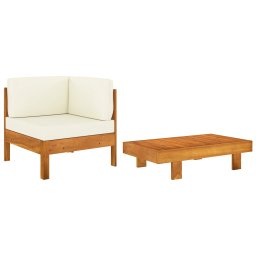 Gossi set mobilier gradina perne alb/crem, 2 piese, lemn masiv acacia