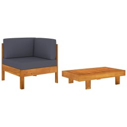 Gossi set mobilier gradina perne gri inchis, 2 piese, lemn acacia