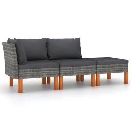 Gossi set mobilier gradina, 3 piese, poliratan & lemn masiv eucalipt