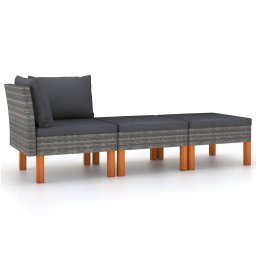 Gossi set mobilier gradina, 3 piese, poliratan & lemn masiv eucalipt