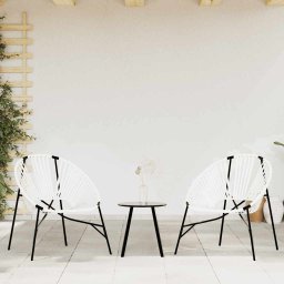 Gossi set scaune de gradina 3 buc poly rattan alb si negru