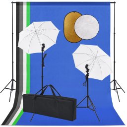 Gossi set studio foto cu lampi, umbrele, fundal si reflector
