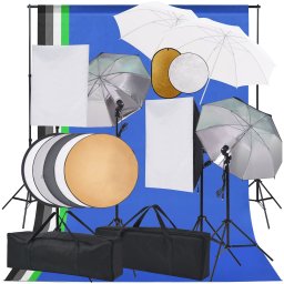 Gossi set studio foto cu lumini softbox, umbrele, fundal si reflector