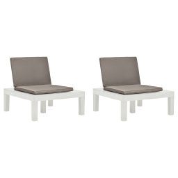 Gossi sezlonguri de gradina cu perne, 2 buc., alb, plastic