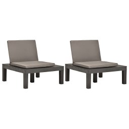 Gossi sezlonguri de gradina cu perne, 2 buc., antracit, plastic