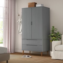 Gossi Șifonier "molde", gri, 90x55x175 cm, lemn masiv de pin