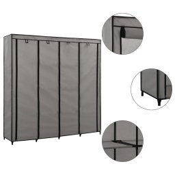Gossi sifonier cu 4 compartimente, gri, 175 x 45 x 170 cm