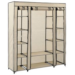 Gossi Șifonier cu bare si compartimente, crem, 150x45x176 cm, textil