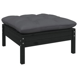 Gossi taburet de gradina cu perna antracit, negru, lemn masiv de pin