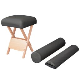 Gossi taburet pliabil de masaj, sezut gros de 12 cm & 2 perne, negru